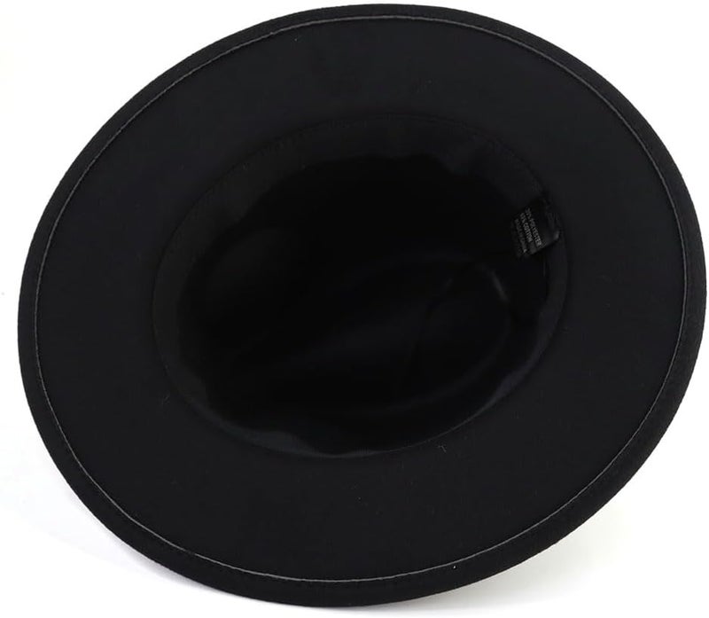 CCAKXCJJ Fedora Hats for Men Women Felt Jazz Hat Wide Brim Panama Hat with Belt Buckle - Image 4